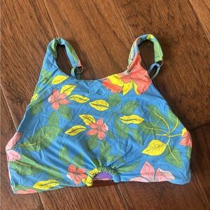 Maaji Blue and Pink Bikini Top with Tropical Print